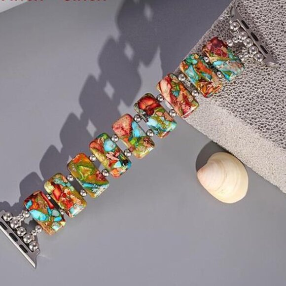 NEW Natural Stone Multicolor Boho Apple iWatch Band